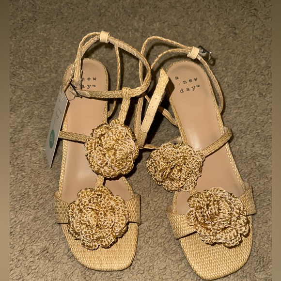 Target A New Day Gold Floral Sandals - Picture 1 of 3